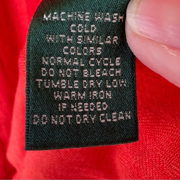 100% LINEN BUTTON DOWN TUNIC TOP ORANGE LAUREN RALPH LAUREN LRL SIZE 1X EUC - Picture 3 of 6